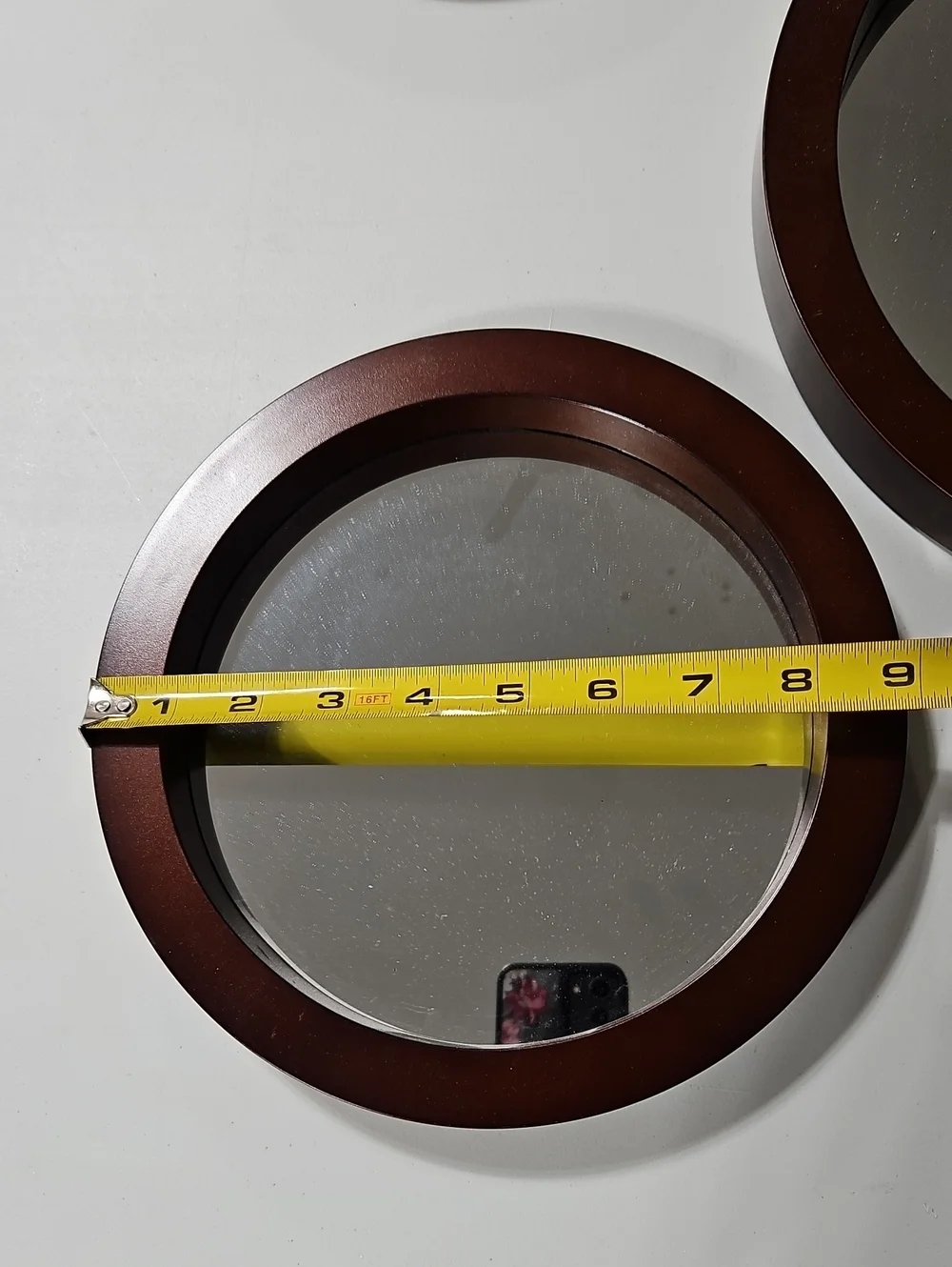 Round Wall Mirror Trio in Dark Brown
